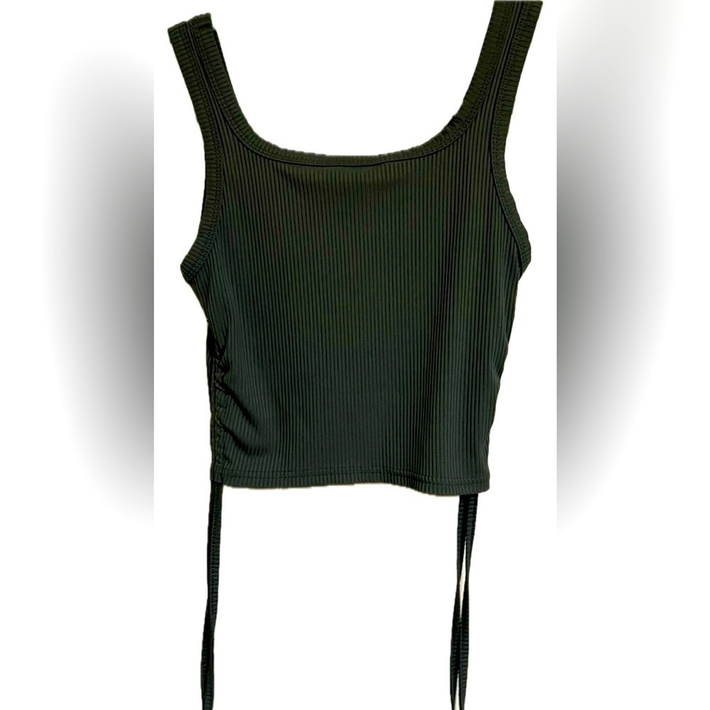 SHEIN EZwear Solid Drawstring Crop Tank Top